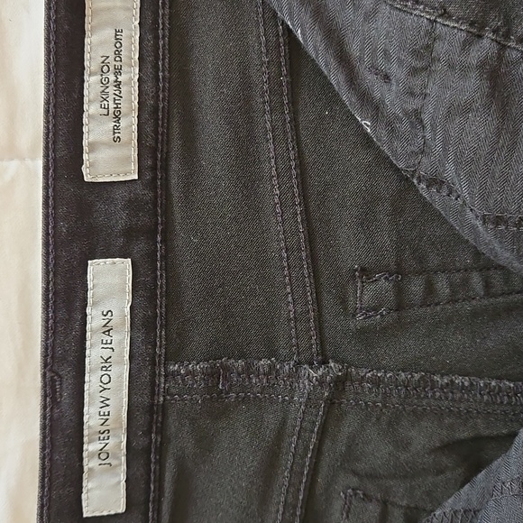 Jones New York Lexington black Denim straight leg Jeans 4 embellished pockets - Picture 5 of 13